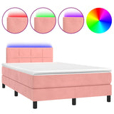 Sommier à lattes de lit et matelas LED rose 120x190 cm velours