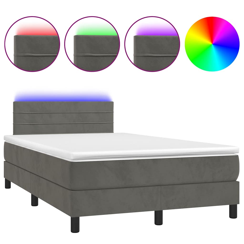 Slatted bed base with LED mattress dark grey 120x190 cm