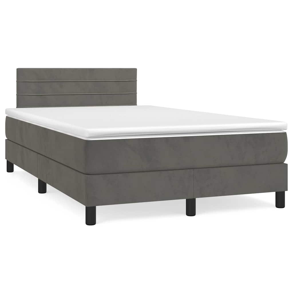 Slatted bed base with LED mattress dark grey 120x190 cm