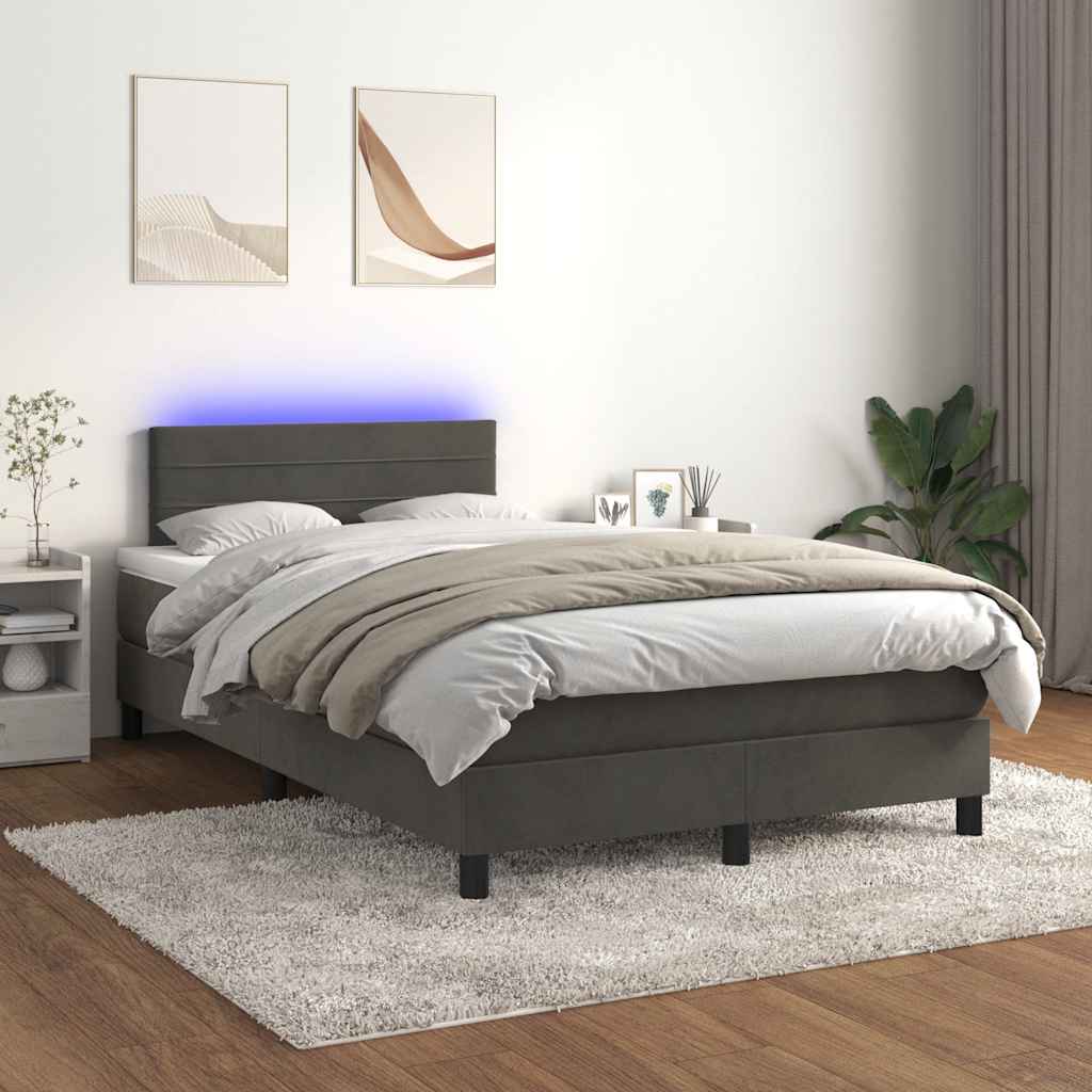 Slatted bed base with LED mattress dark grey 120x190 cm