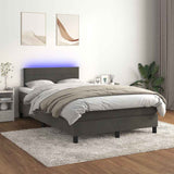 Sommier à lattes de lit avec matelas LED gris foncé 120x190 cm