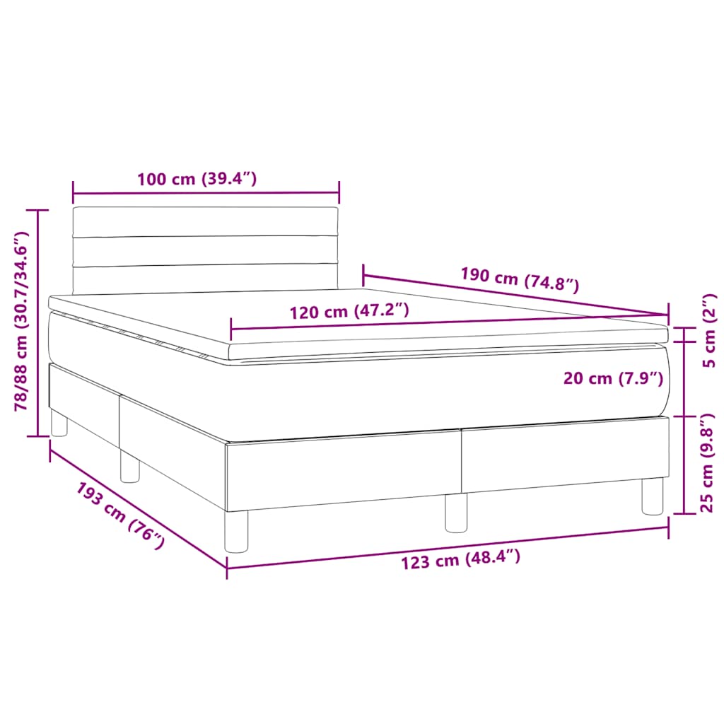 Sommier à lattes de lit avec matelas LED vert foncé 120x190 cm