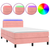 Sommier à lattes de lit et matelas LED rose 120x190 cm velours