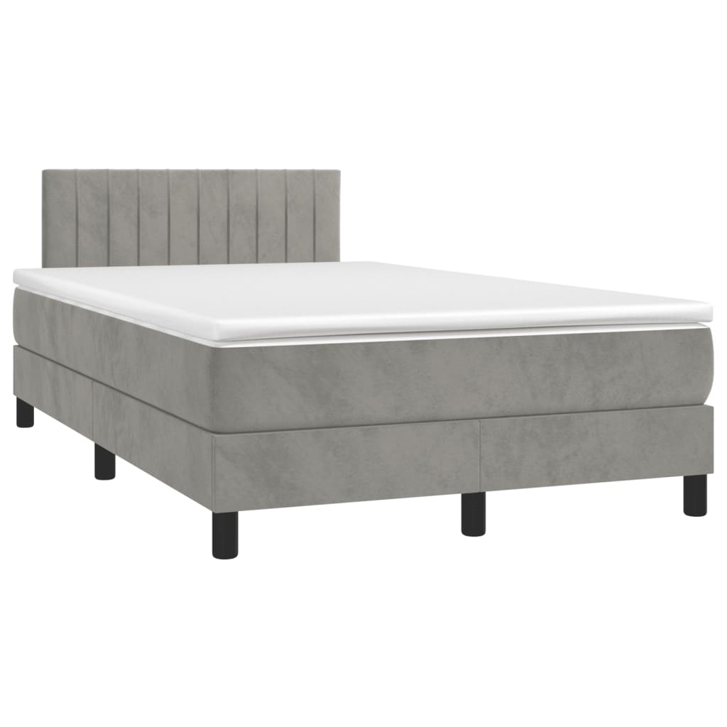 Sommier à lattes de lit avec matelas LED gris clair 120x190 cm