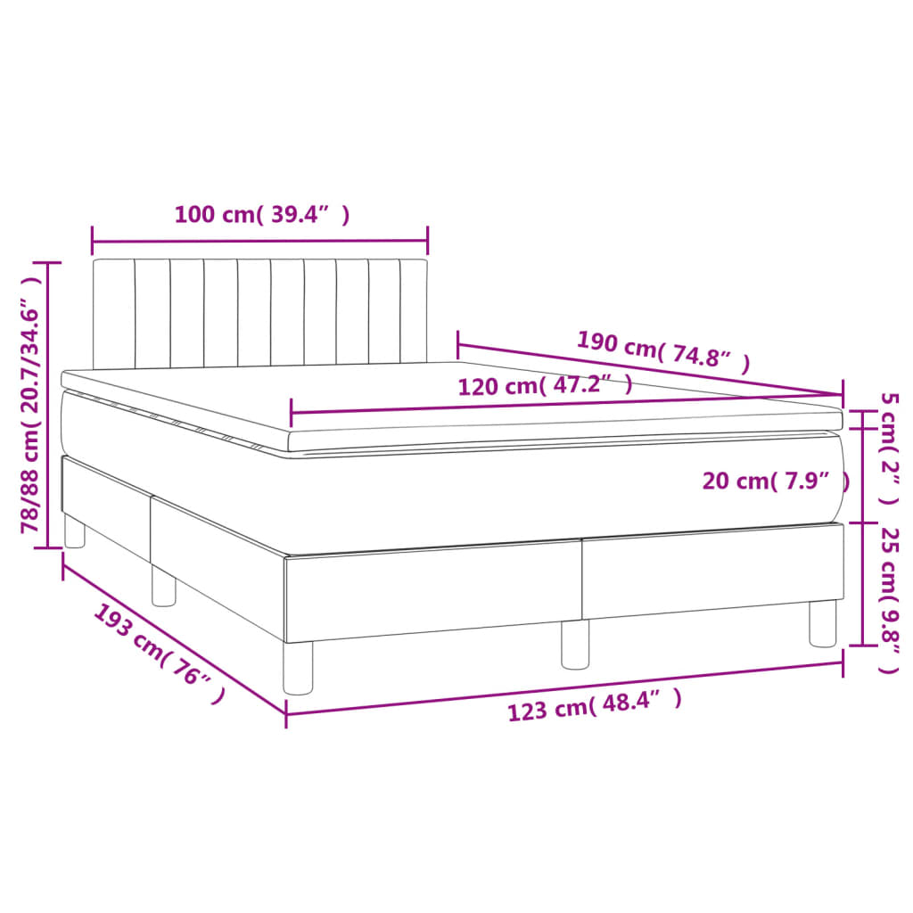 Sommier à lattes de lit avec matelas LED bleu foncé 120x190 cm