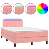 Sommier à lattes de lit et matelas LED rose 120x190 cm velours