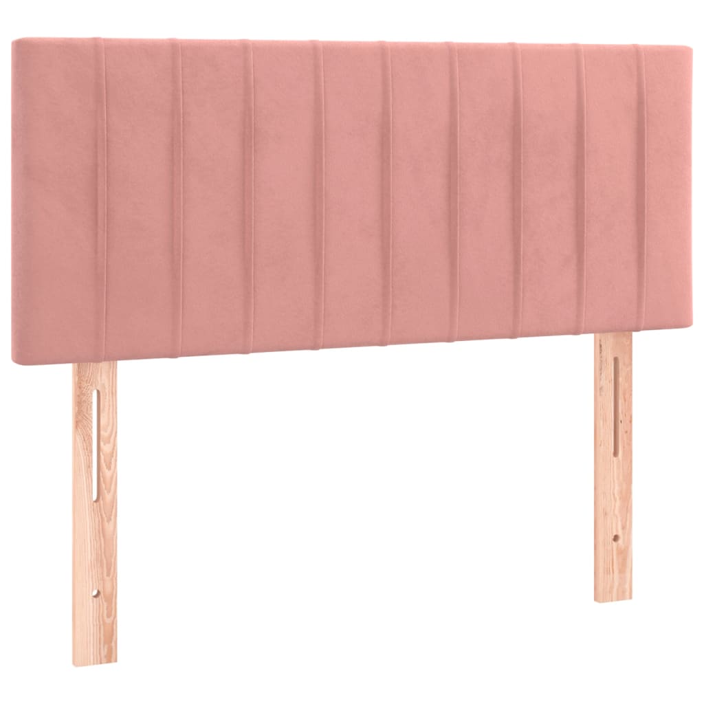 Sommier à lattes de lit et matelas LED rose 120x190 cm velours