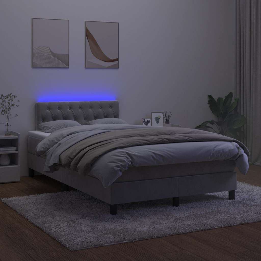 Sommier à lattes de lit avec matelas LED gris clair 120x190 cm