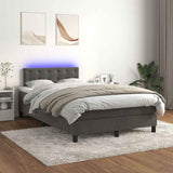 Sommier à lattes de lit avec matelas LED gris foncé 120x190 cm