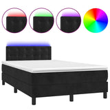 Sommier à lattes de lit et matelas LED noir 120x190 cm velours