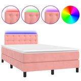 Sommier à lattes de lit et matelas LED rose 120x190 cm velours