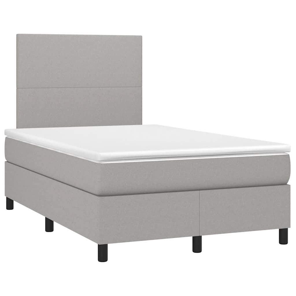 Sommier à lattes de lit matelas LED gris clair 120x190 cm tissu