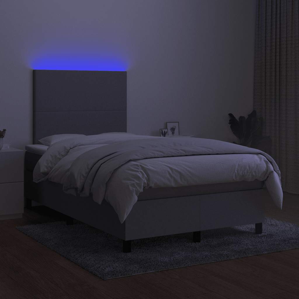 Sommier à lattes de lit matelas LED gris clair 120x190 cm tissu