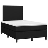 Sommier à lattes de lit matelas et LED noir 120x190 cm tissu