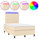 Sommier à lattes de lit matelas et LED crème 120x190 cm tissu