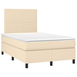 Sommier à lattes de lit matelas et LED crème 120x190 cm tissu