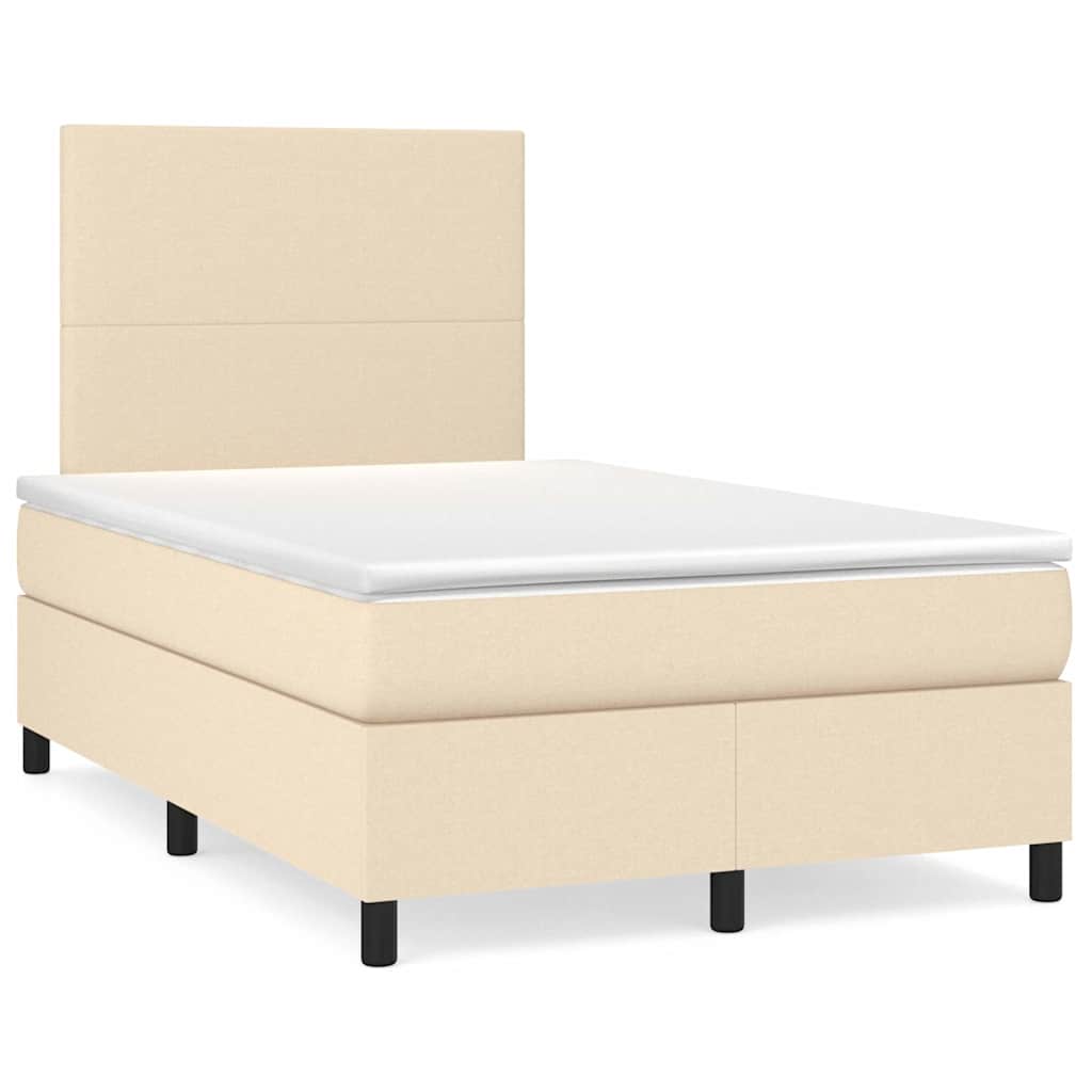 Sommier à lattes de lit matelas et LED crème 120x190 cm tissu