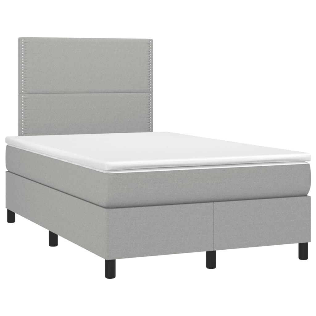 Sommier à lattes de lit matelas LED gris clair 120x190 cm tissu