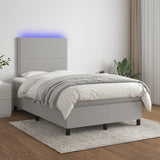 Slatted bed base LED mattress light gray 120x190 cm fabric