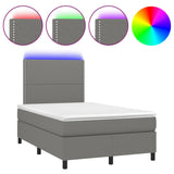 Sommier à lattes de lit matelas LED gris foncé 120x190 cm tissu