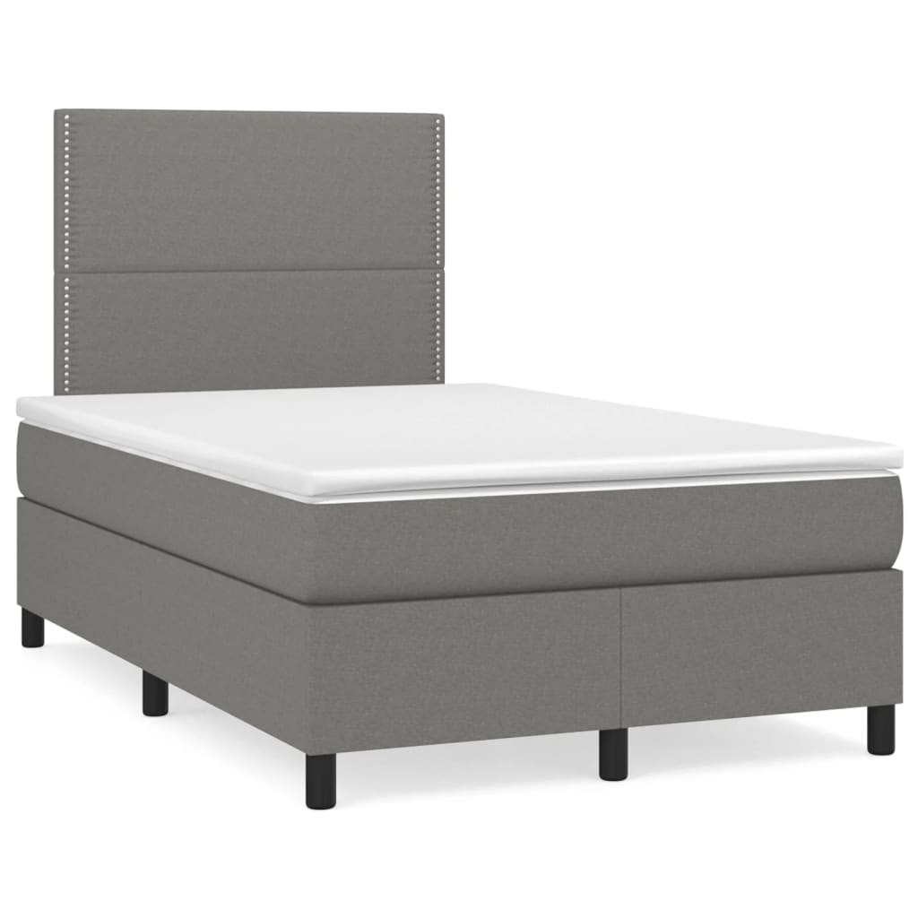 Sommier à lattes de lit matelas LED gris foncé 120x190 cm tissu