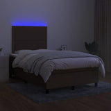 Sommier à lattes de lit matelas et LED marron foncé 120x190 cm