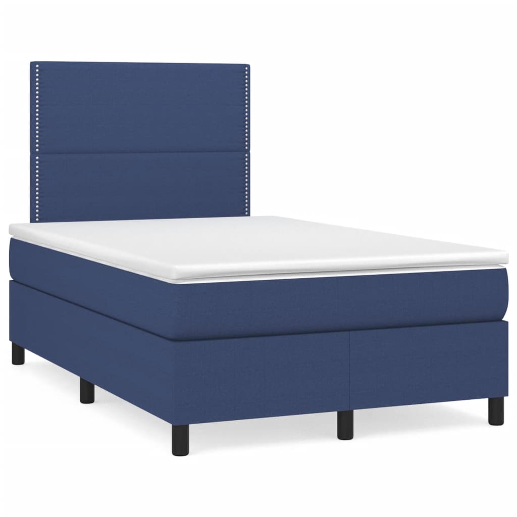 Sommier à lattes de lit matelas et LED bleu 120x190 cm tissu