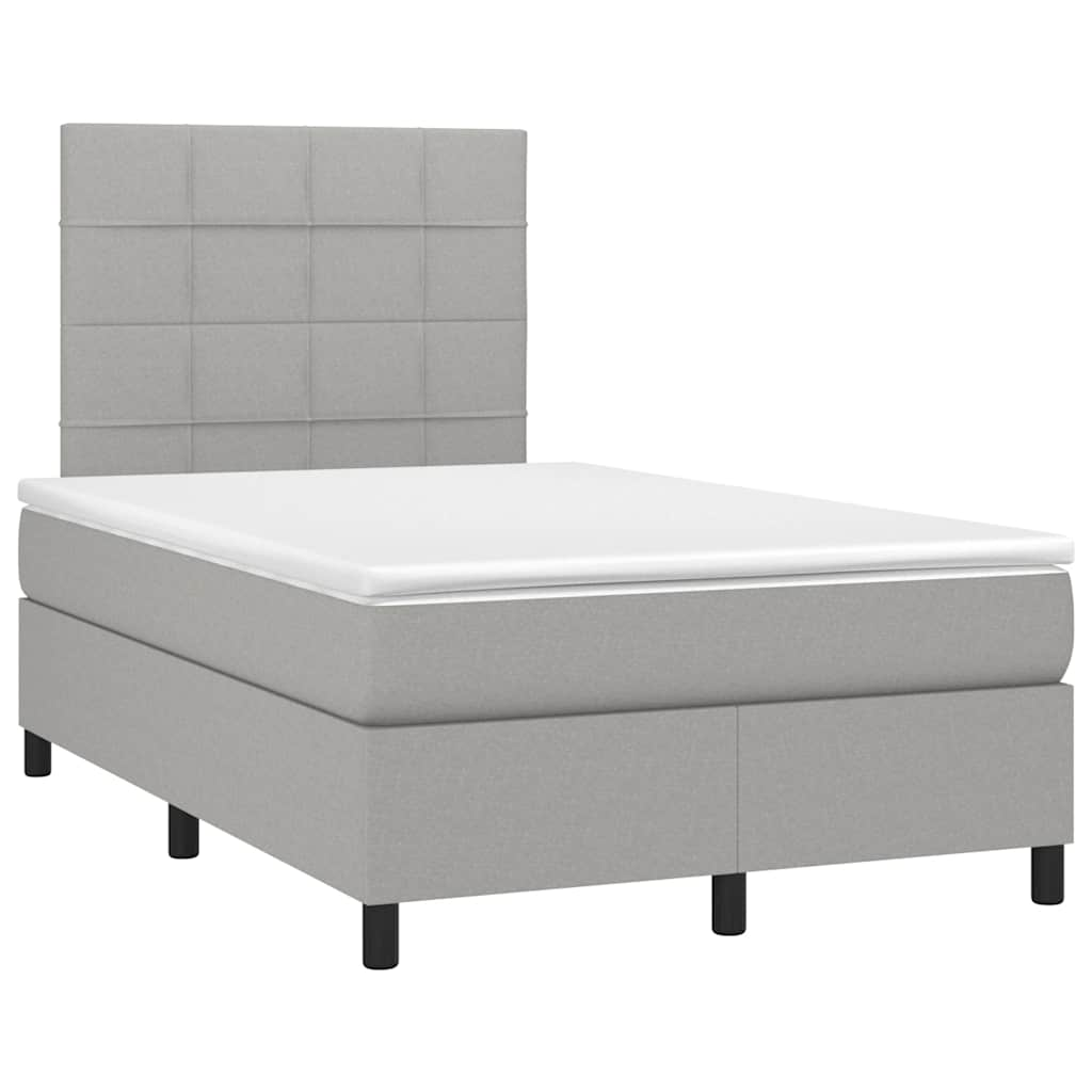 Sommier à lattes de lit matelas LED gris clair 120x190 cm tissu