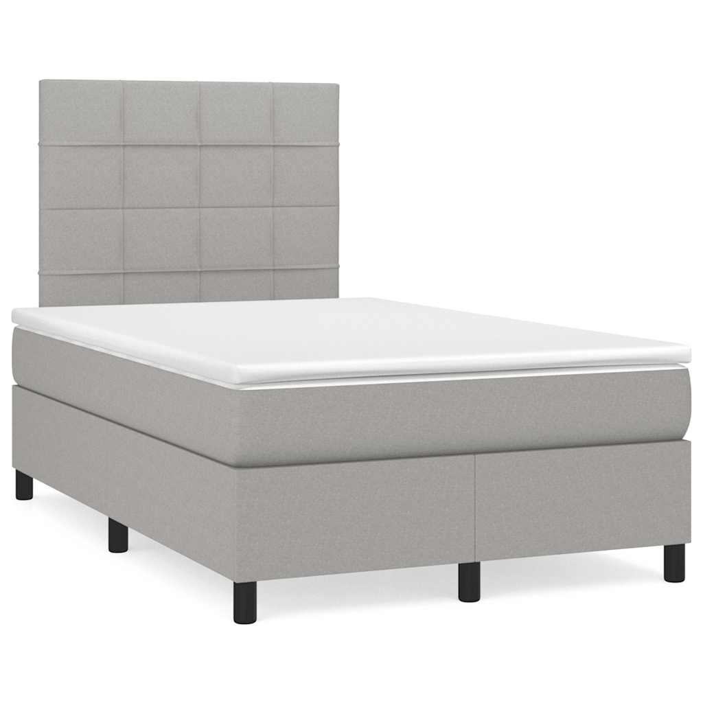 Sommier à lattes de lit matelas LED gris clair 120x190 cm tissu