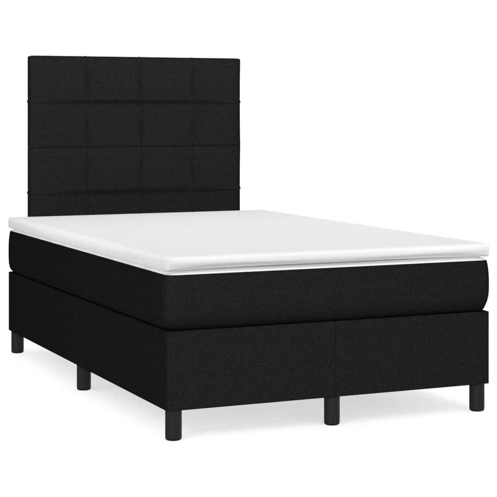 Sommier à lattes de lit matelas et LED noir 120x190 cm tissu