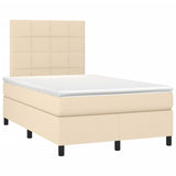 Sommier à lattes de lit matelas et LED crème 120x190 cm tissu