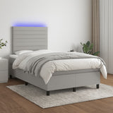 Sommier à lattes de lit matelas LED gris clair 120x190 cm tissu