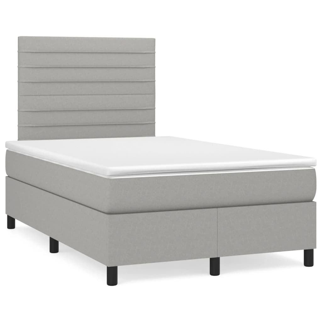 Sommier à lattes de lit matelas LED gris clair 120x190 cm tissu