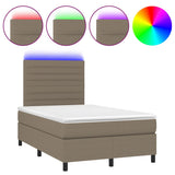 Sommier à lattes de lit matelas et LED taupe 120x190 cm tissu