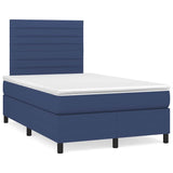 Sommier à lattes de lit matelas et LED bleu 120x190 cm tissu