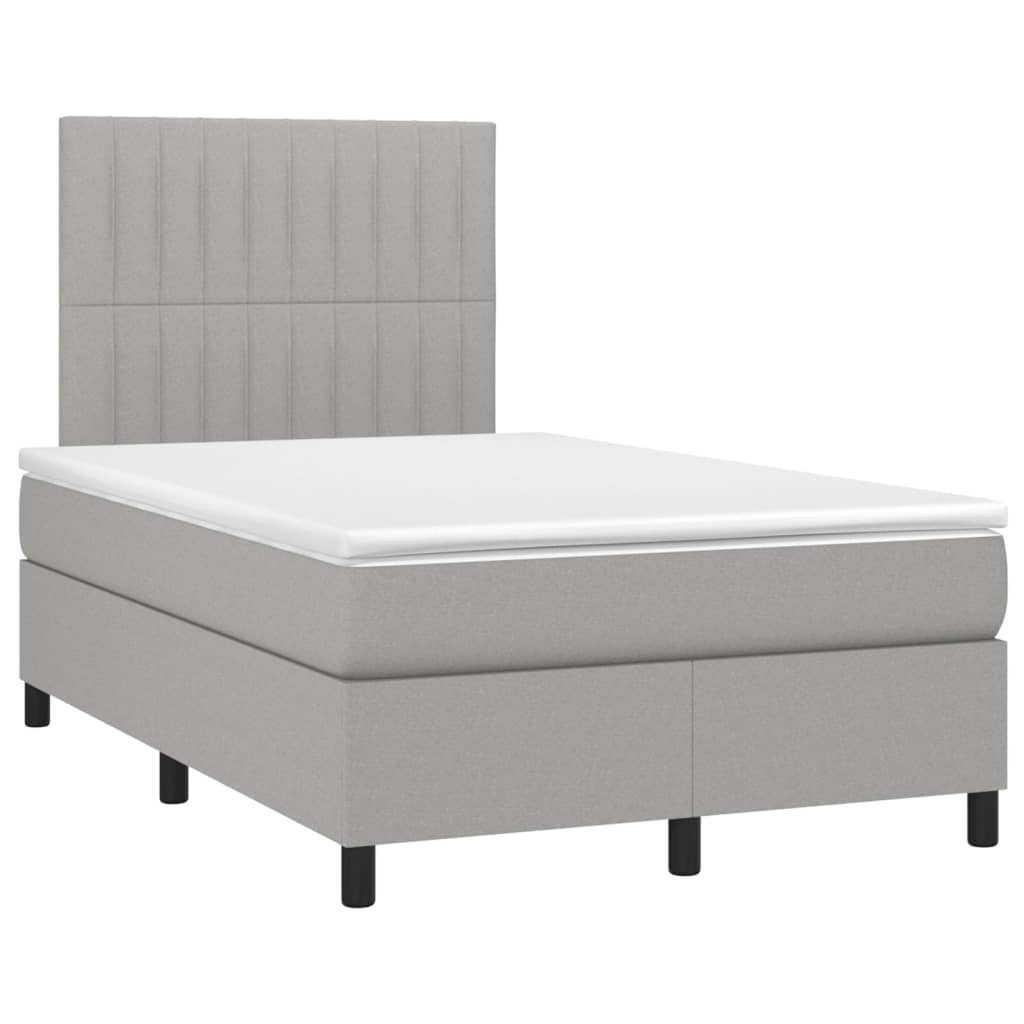 Sommier à lattes de lit matelas LED gris clair 120x190 cm tissu