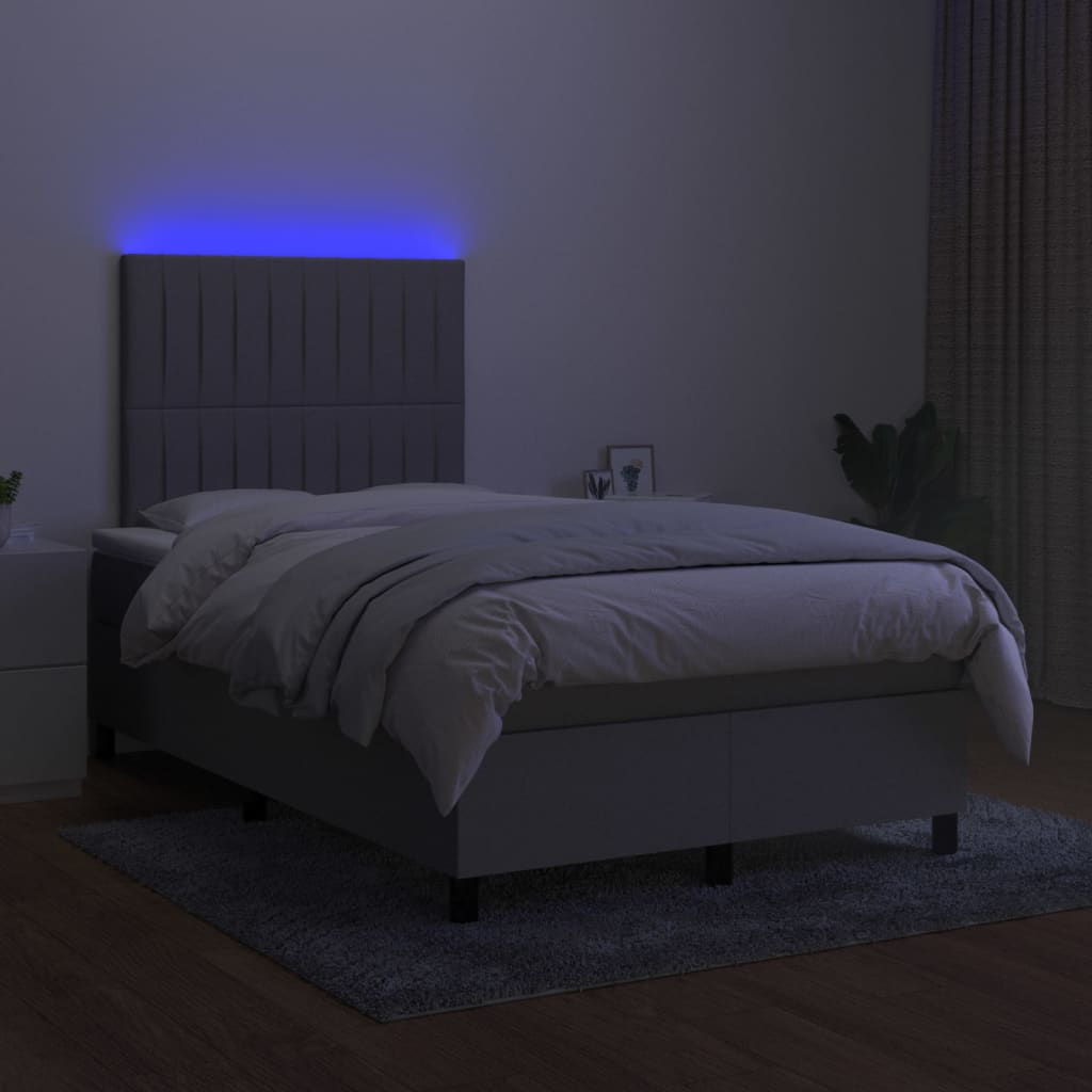 Sommier à lattes de lit matelas LED gris clair 120x190 cm tissu