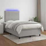 Sommier à lattes de lit matelas LED gris clair 120x190 cm tissu