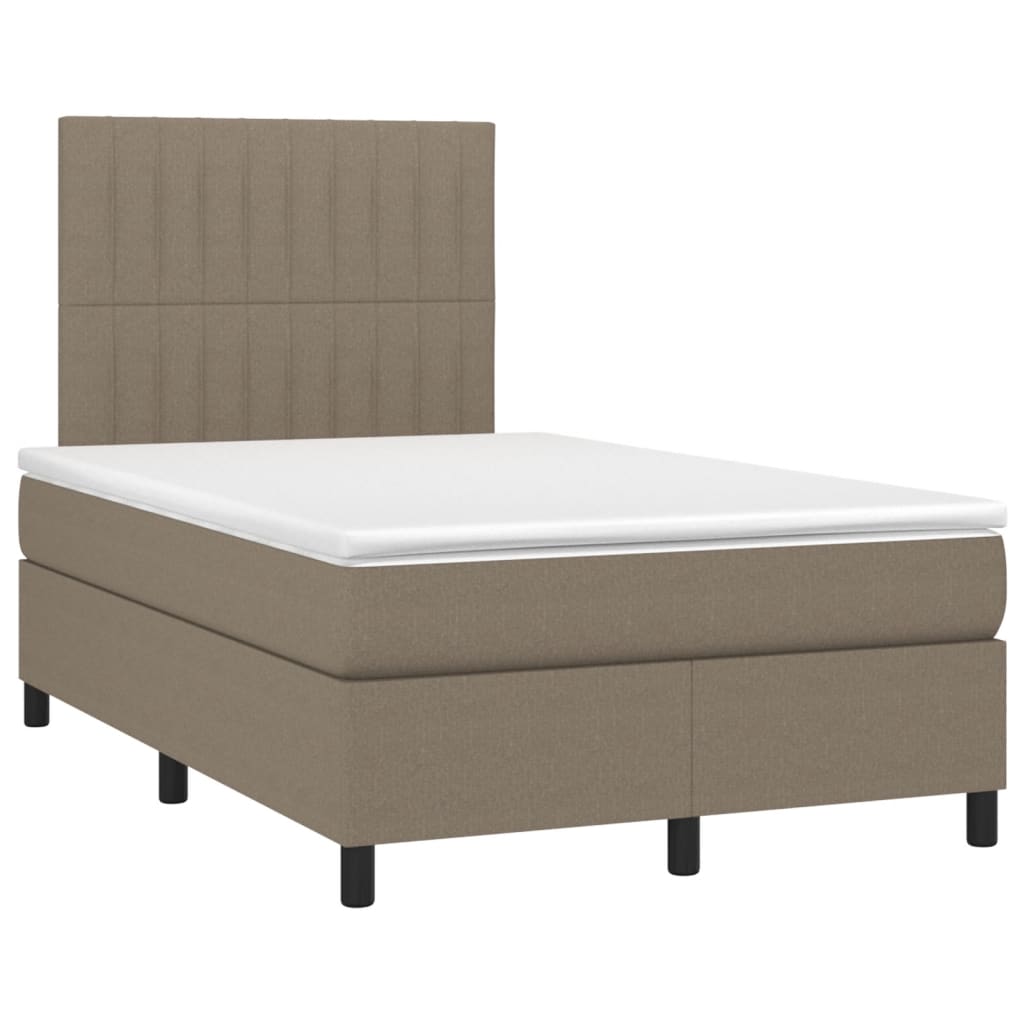 Sommier à lattes de lit matelas et LED taupe 120x190 cm tissu