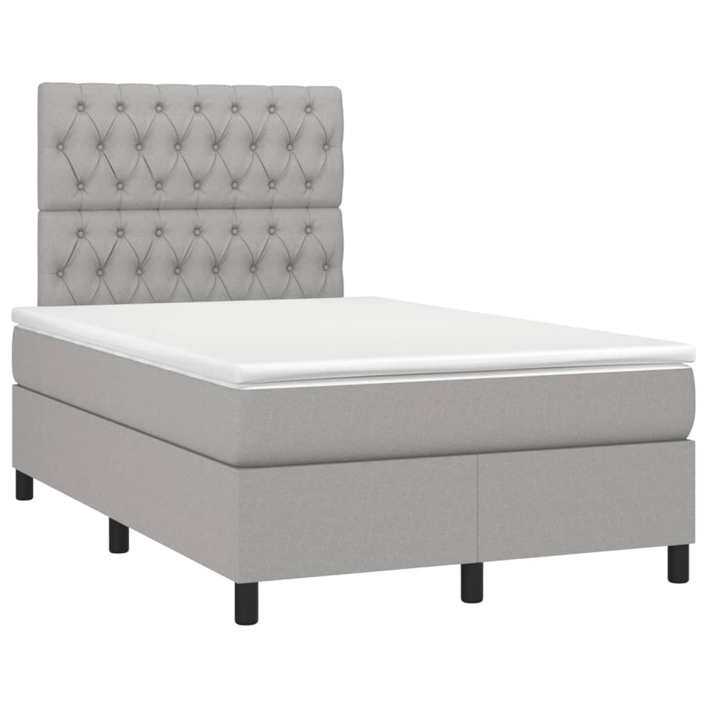 Sommier à lattes de lit matelas LED gris clair 120x190 cm tissu