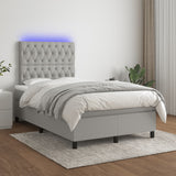 Sommier à lattes de lit matelas LED gris clair 120x190 cm tissu