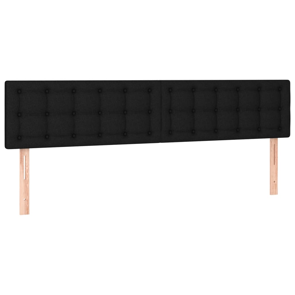 Sommier à lattes de lit matelas et LED noir 120x190 cm tissu