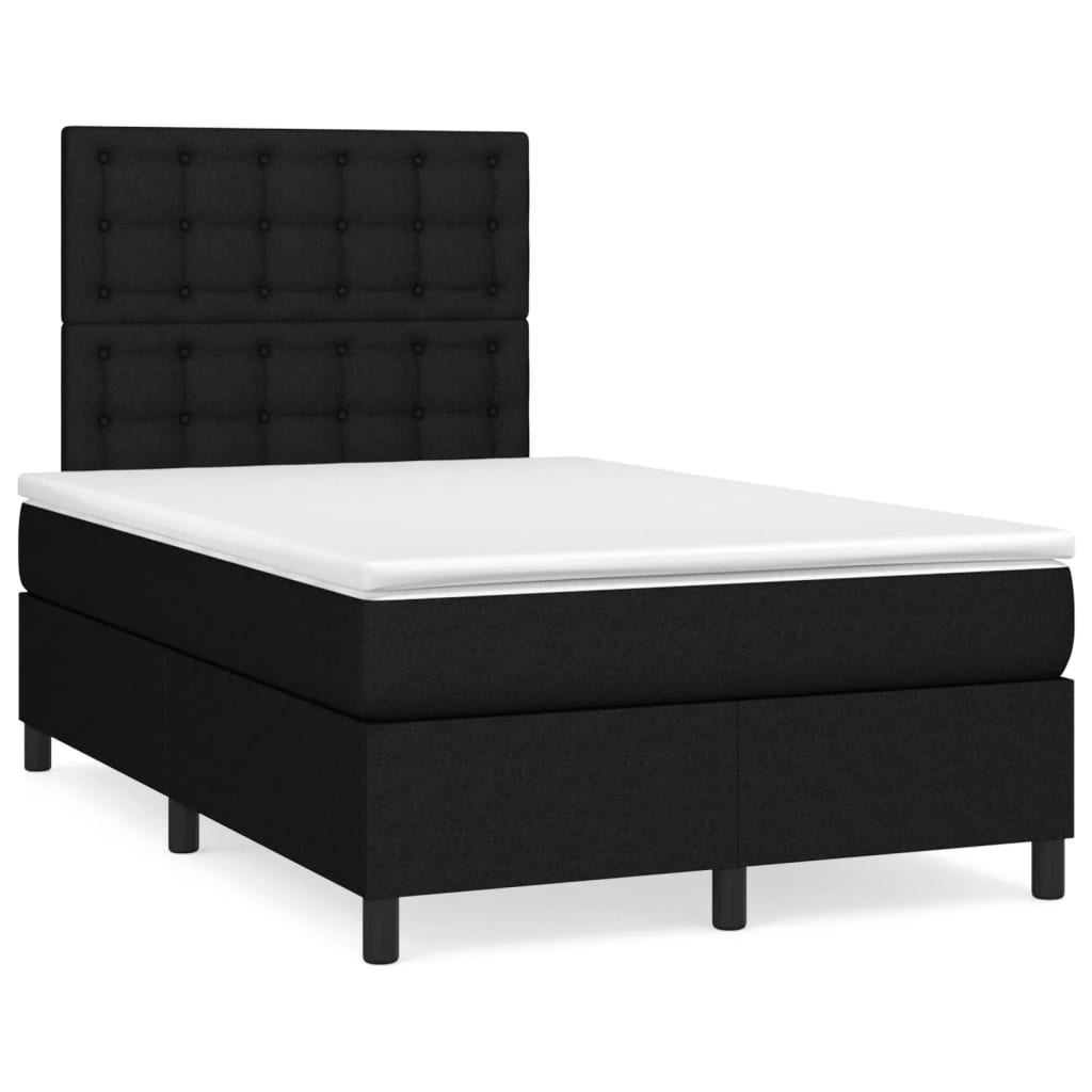 Sommier à lattes de lit matelas et LED noir 120x190 cm tissu