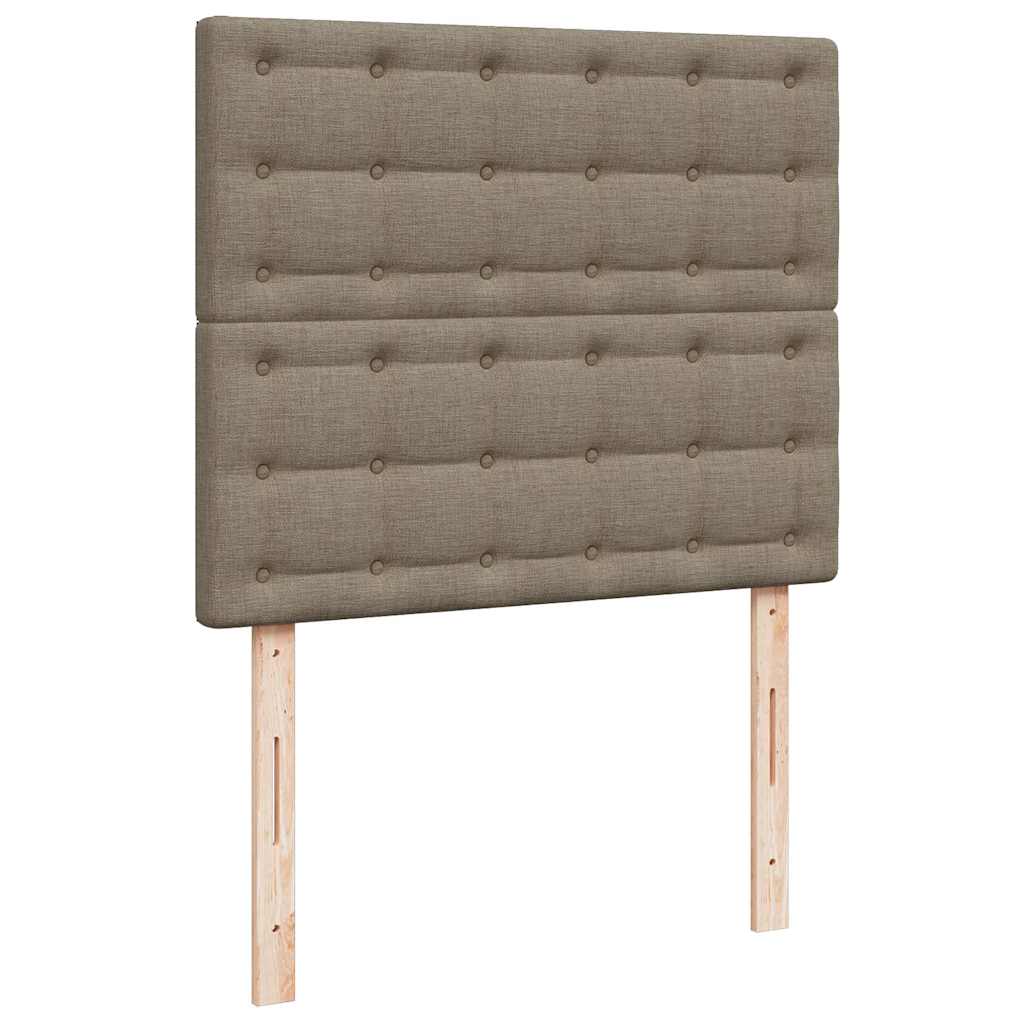 Sommier à lattes de lit matelas et LED taupe 120x190 cm tissu