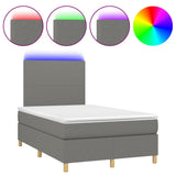 Sommier à lattes de lit matelas LED gris foncé 120x190 cm tissu