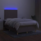 Sommier à lattes de lit matelas et LED taupe 120x190 cm tissu