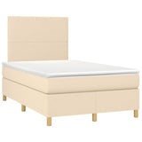 Sommier à lattes de lit matelas et LED crème 120x190 cm tissu