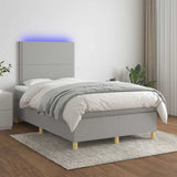 Sommier à lattes de lit matelas LED gris clair 120x190 cm tissu