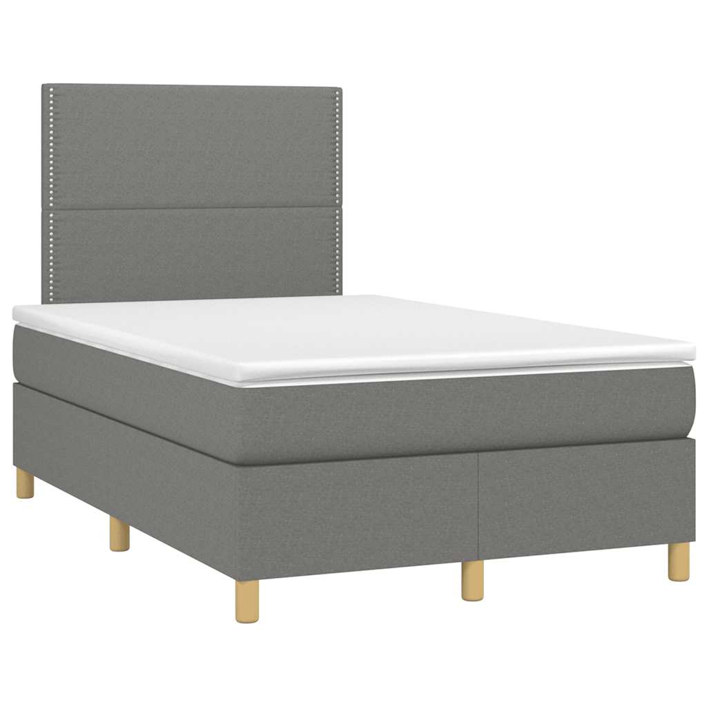 Sommier à lattes de lit matelas LED gris foncé 120x190 cm tissu