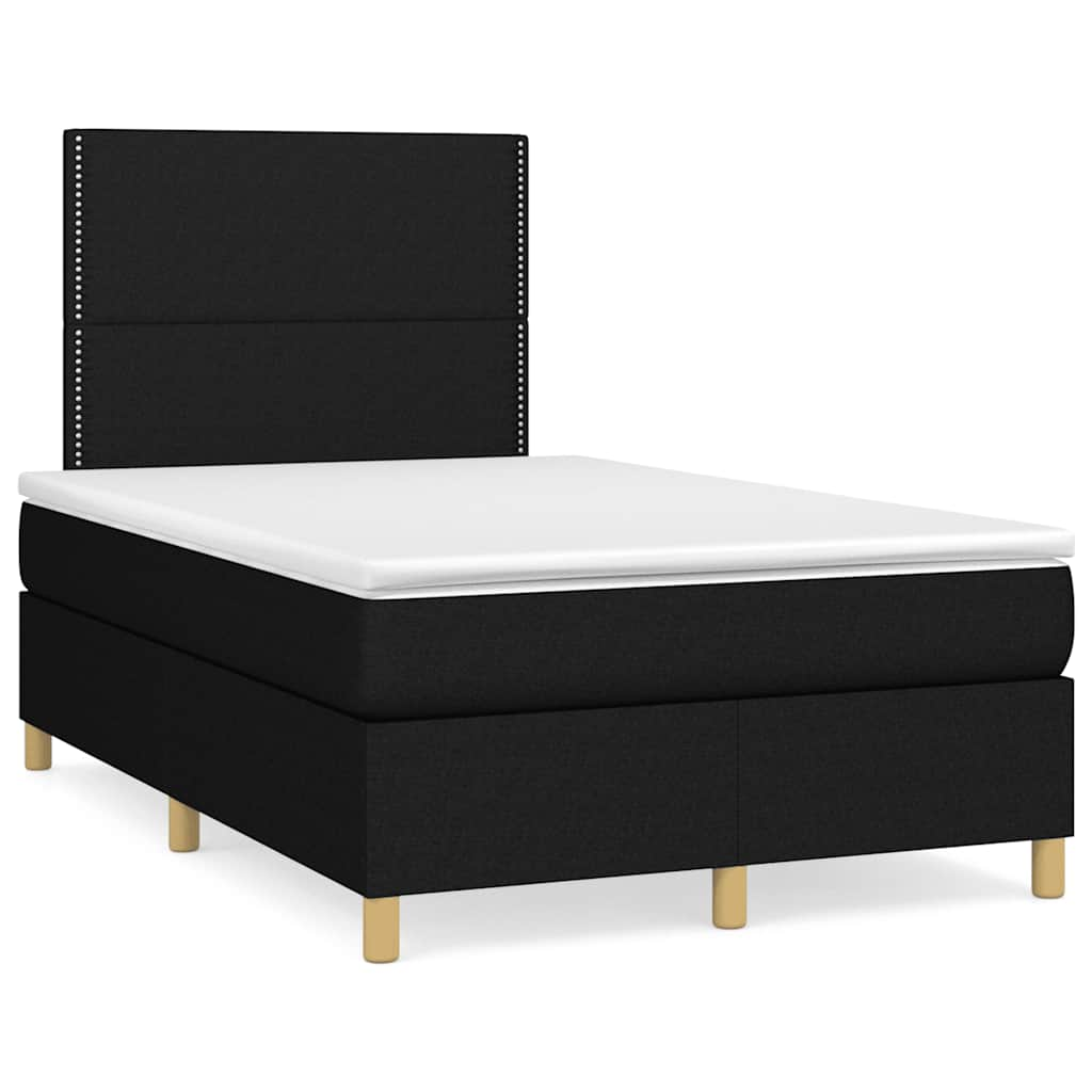 Sommier à lattes de lit matelas et LED noir 120x190 cm tissu